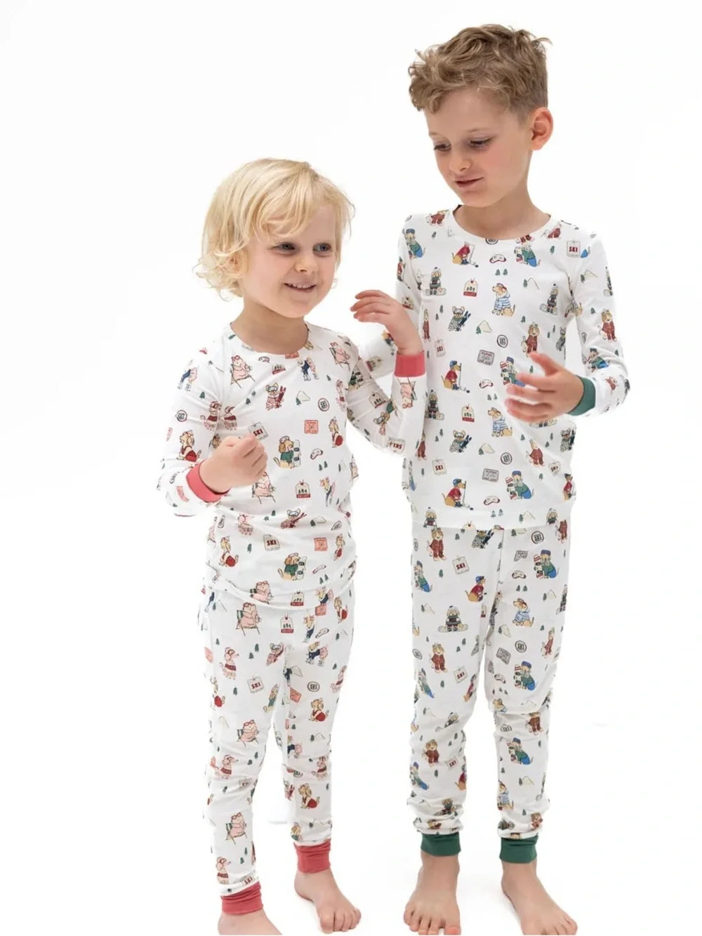Angel Dear Ski Winter Sports Dog Print Pajama Set 2T 3/4 5/6 7/8